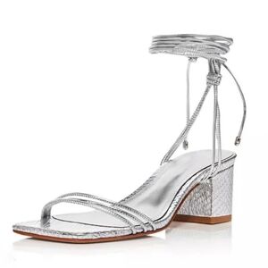 SCHUTS Silver Metallic Ankle Tie Heels